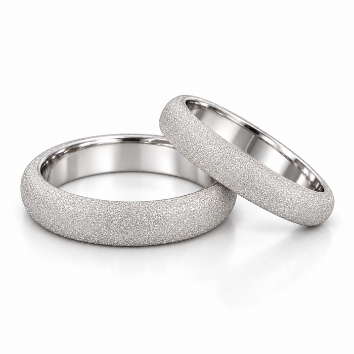 Alianças de Namoro em Prata 925  - 3mm Meia Cana Diamantada
