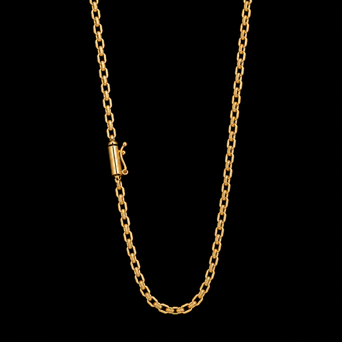 Corrente Cadeado 3mm - Banhado a Ouro 18K