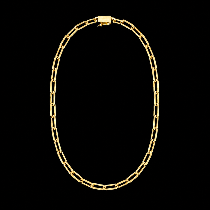Corrente Cadeado Longo 6mm Banhado a Ouro 18K