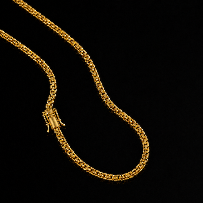 Corrente Cadeado Duplo 4mm - Banhado a Ouro 18K