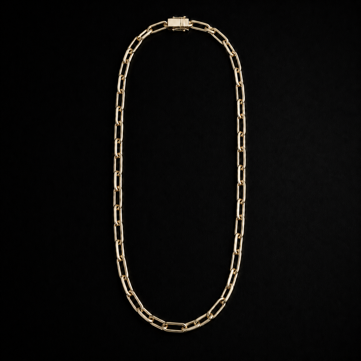 Corrente Cadeado Longo 4mm - Banhada a Ouro 18K