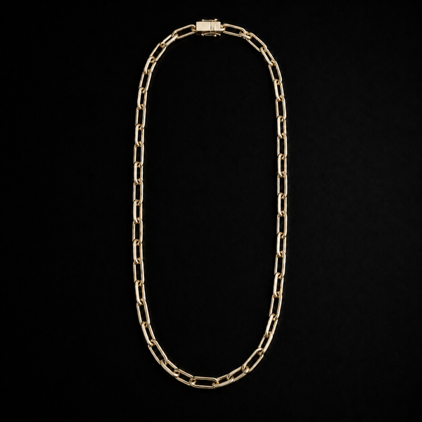 Corrente Cadeado Longo 4mm - Banhada a Ouro 18K