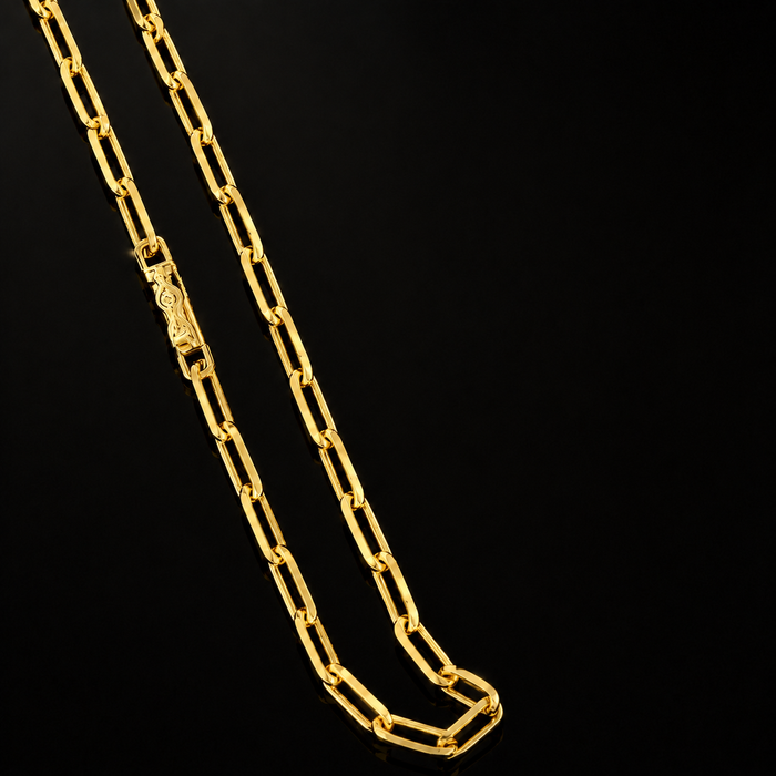 Corrente Cadeado Longo 5mm - Banhado a Ouro 18K