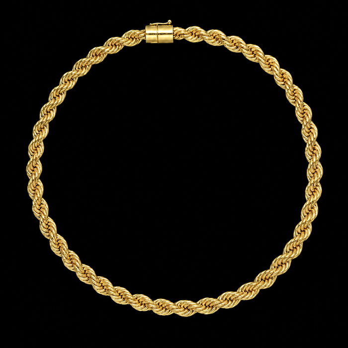 Corrente Corda 12mm - Banhado a Ouro 18K