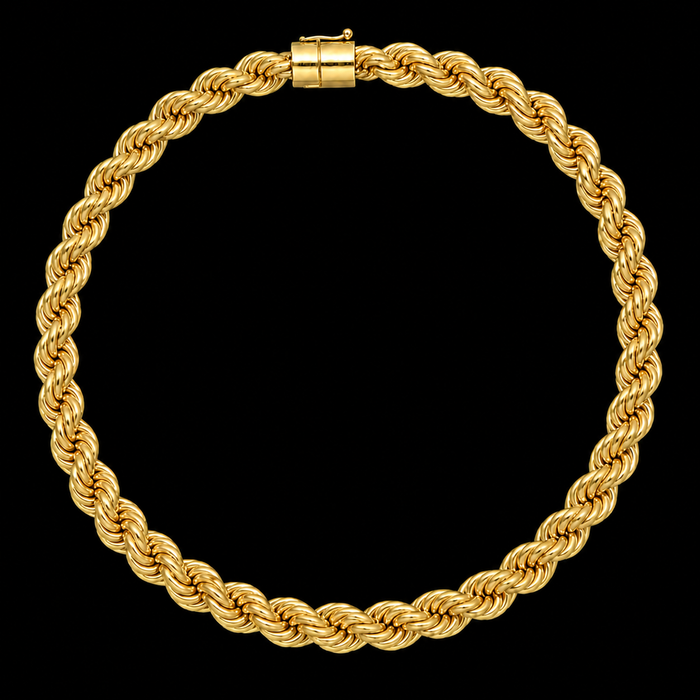 Corrente Corda 15mm - Banhado a Ouro 18K