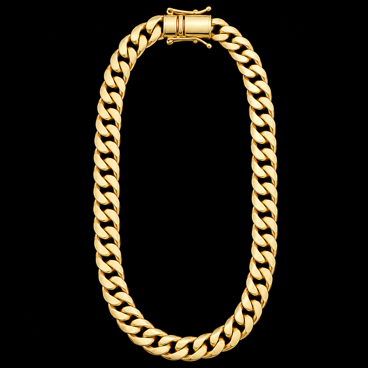 Corrente Cubana 9mm - Banhada a Ouro 18K