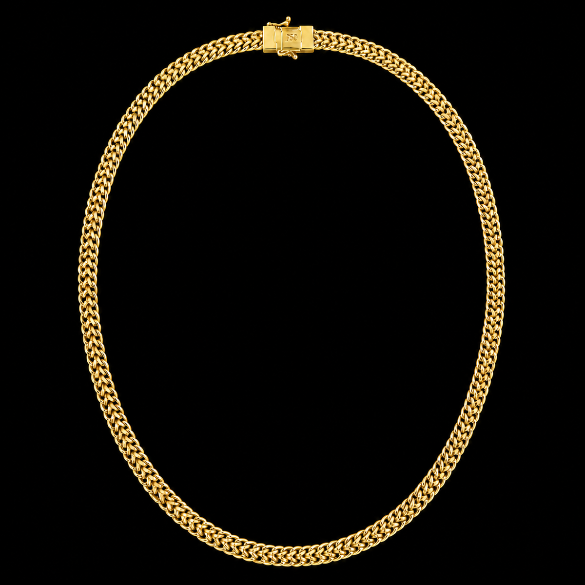 Corrente + Pulseira Cadeado  Duplo 16mm - Banhada a Ouro 18K