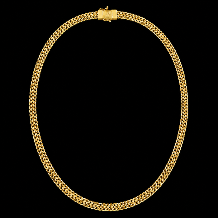 Corrente Cadeado  Duplo 16mm - Banhada a Ouro 18K