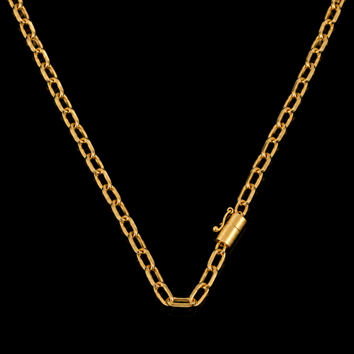 Corrente Meia Cana 4mm - Banhado a Ouro 18K