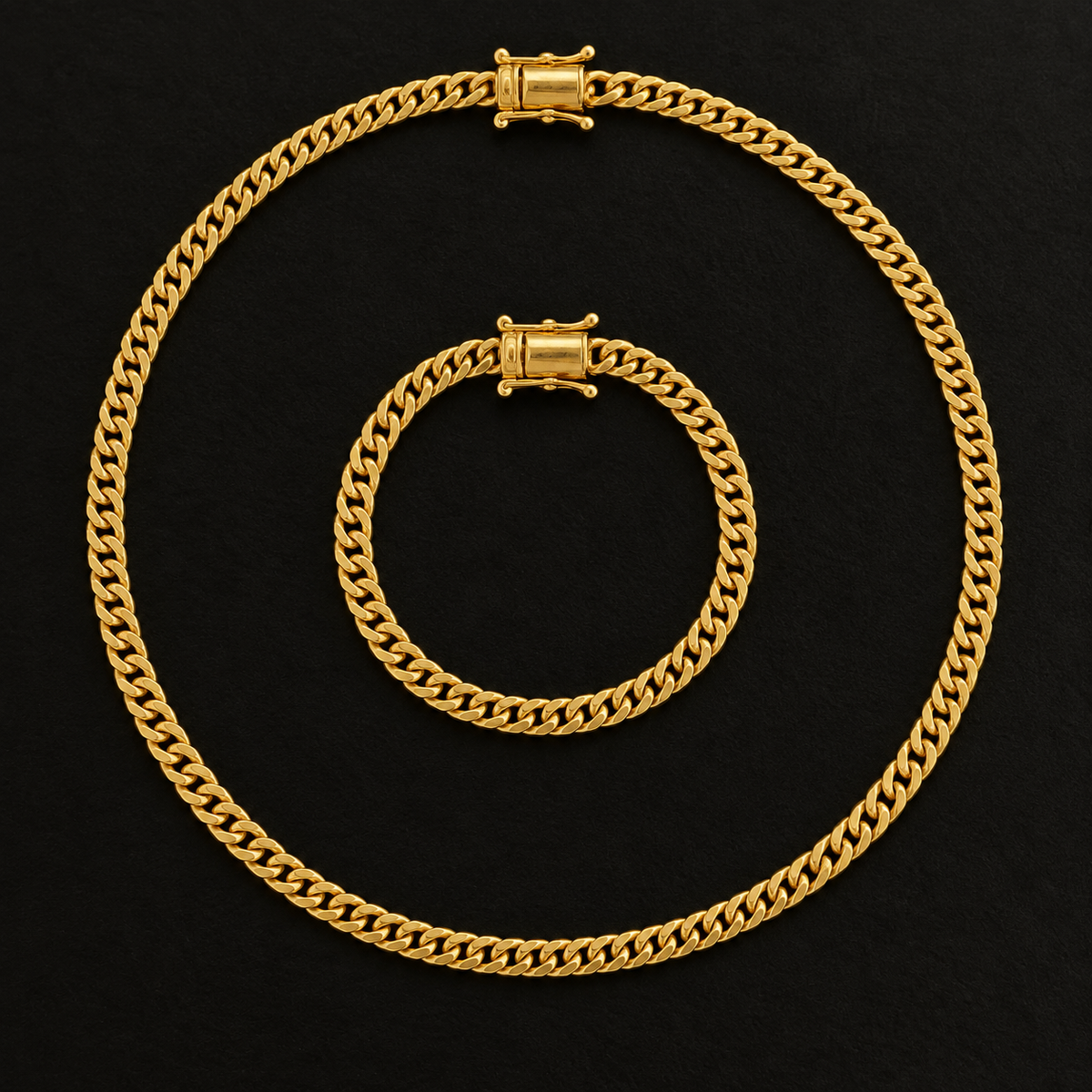 Corrente + Pulseira Lacraia 3mm - Banhada a Ouro 18K