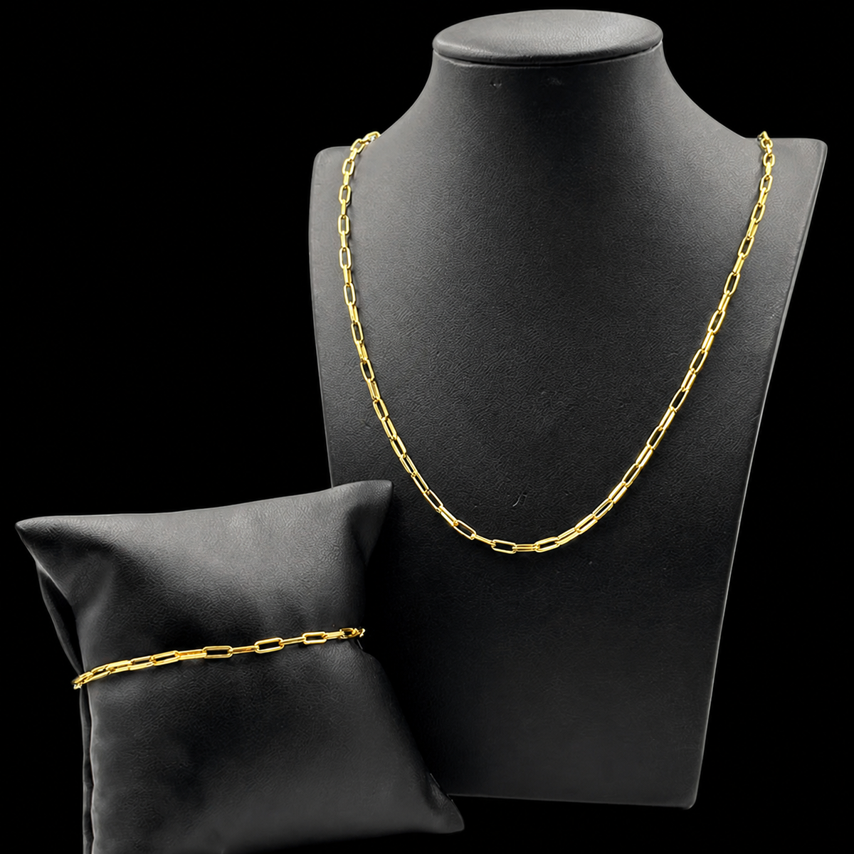 Corrente + Pulseira Tijolinho 2mm - Banhada a Ouro 18K