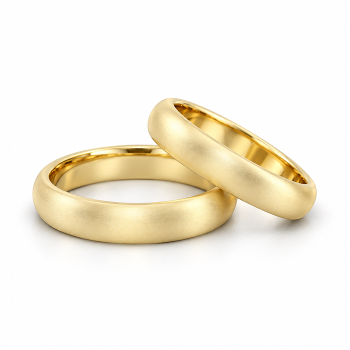 Alianças Casamento Ouro 18K - 3mm Abaulada Fosca