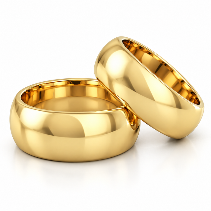 Alianças Casamento Ouro 18K - 5mm Meia Cana Polida