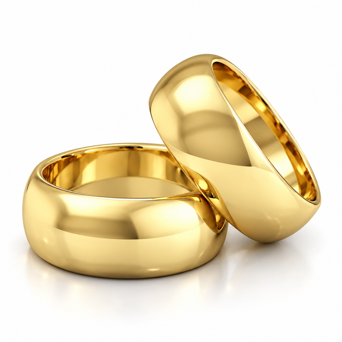 Alianças Casamento Ouro 18K - 7mm Meia Cana Polida