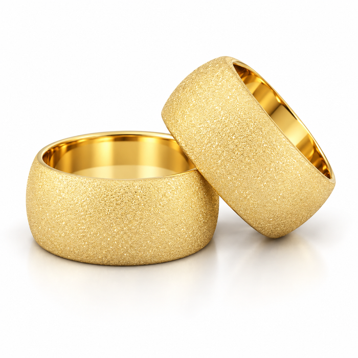 Alianças Casamento Ouro 18K - 10mm Meia Cana Diamantada