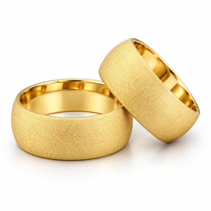 Alianças Casamento Ouro 18K - 7mm Meia Cana Diamantada