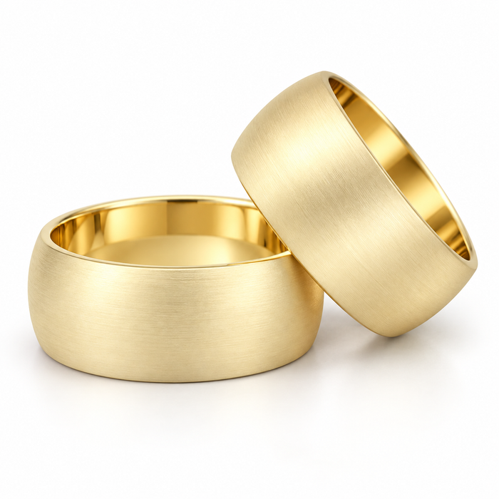 Alianças Casamento Ouro 18K - 10mm Meia Cana Fosca