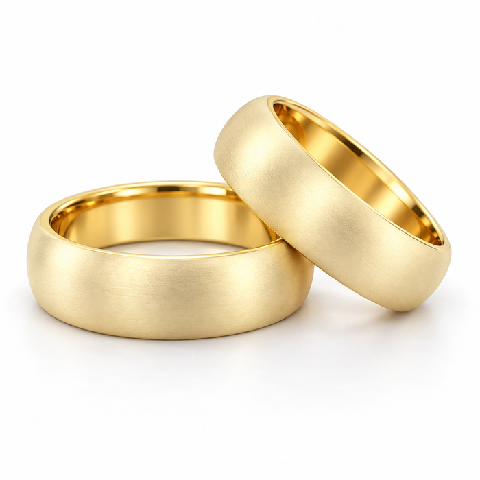 Alianças Casamento Ouro 18K - 5mm Meia Cana Fosca