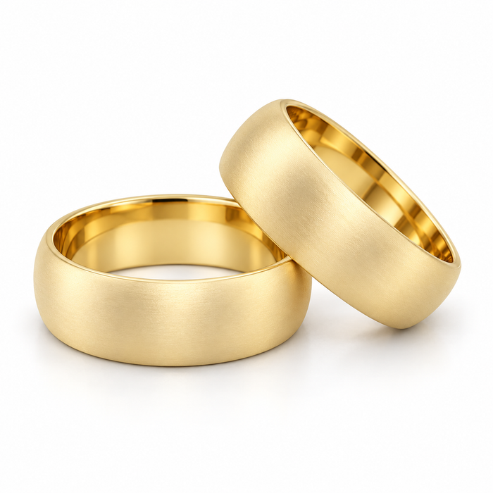Alianças Casamento Ouro 18K - 6mm Meia Cana Fosca