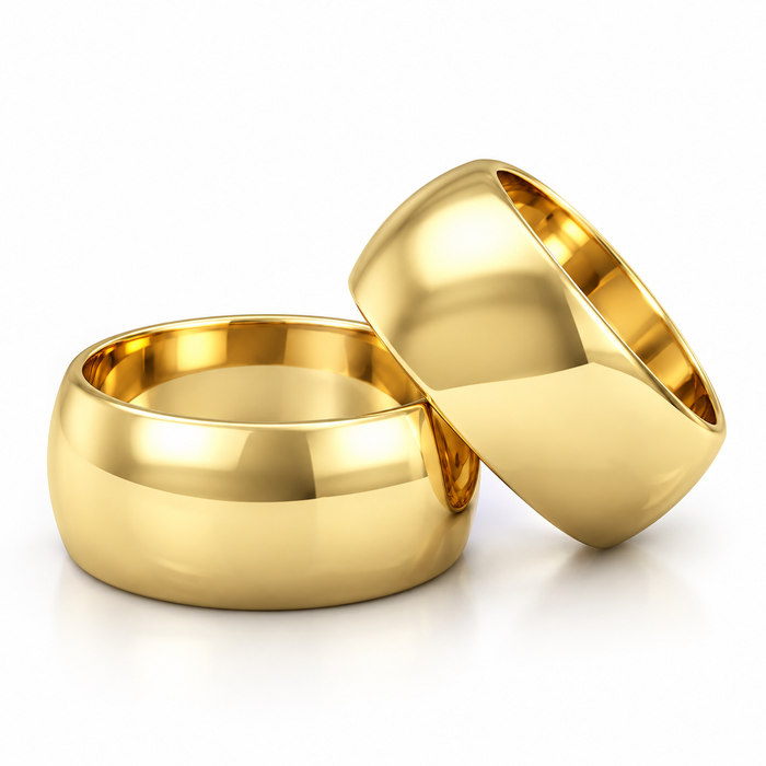 Alianças Casamento Ouro 18K - 10mm Meia Cana Polida