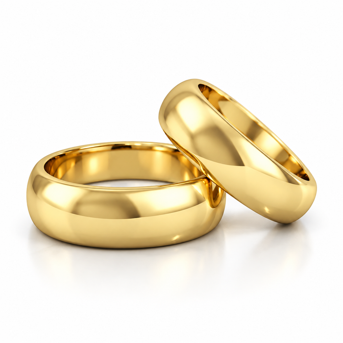 Alianças Casamento Ouro 18K - 4mm Meia Cana Polida