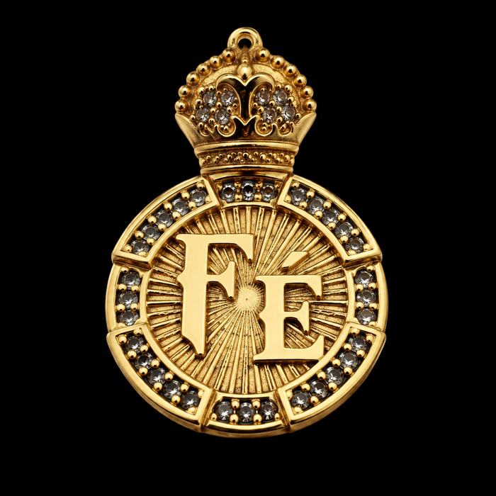 Medalha Fé Cravejada - Banhado a Ouro 18K