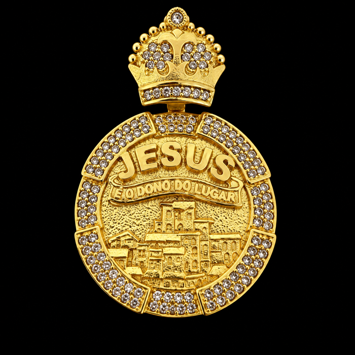 Medalha Jesus é o Dono do Lugar - Banhado a Ouro 18K