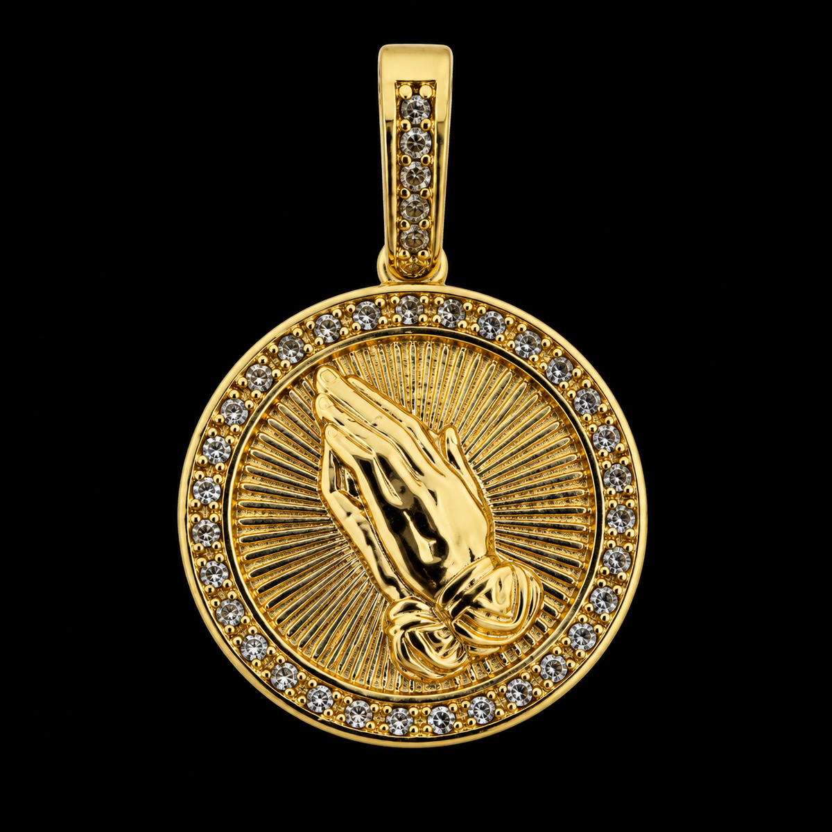 Medalha com Mãos Cravejada - Banhada a Ouro 18K