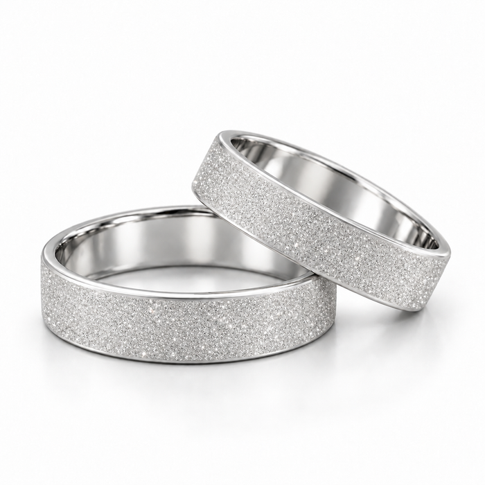 Alianças Namoro Prata 925 - 4mm Meia Cana Diamantada