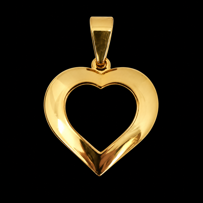 Pingente Coração Contorno Liso - Banhado a Ouro 18k
