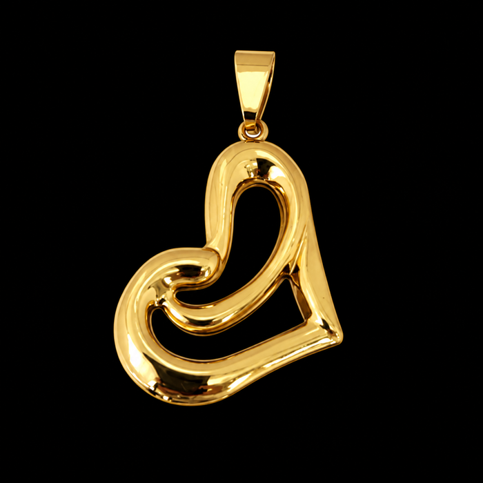 Pingente Coração Estilizado - Banhado a Ouro 18K