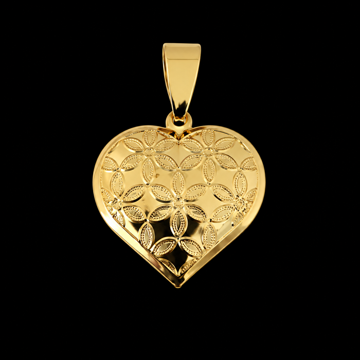 Pingente Coração Flor da Vida - Banhado a Ouro 18K
