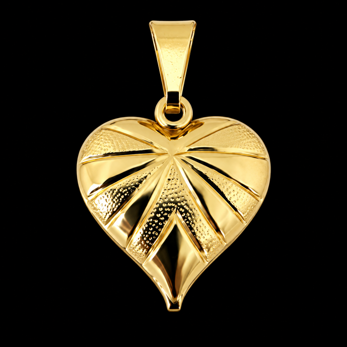 Pingente Coração Raios de Sol Diamantado - Banhado a Ouro 18k