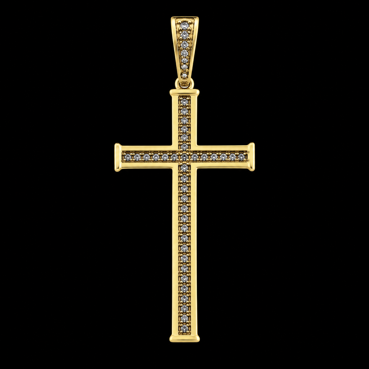 Pingente Cruz Divina - Banhado a Ouro 18K