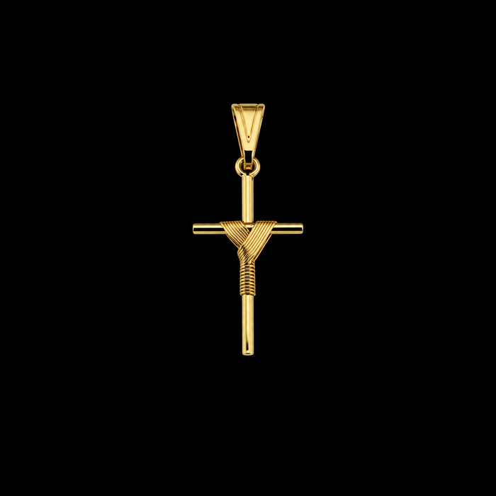Pingente Cruz com Manto - Banhado a Ouro 18K
