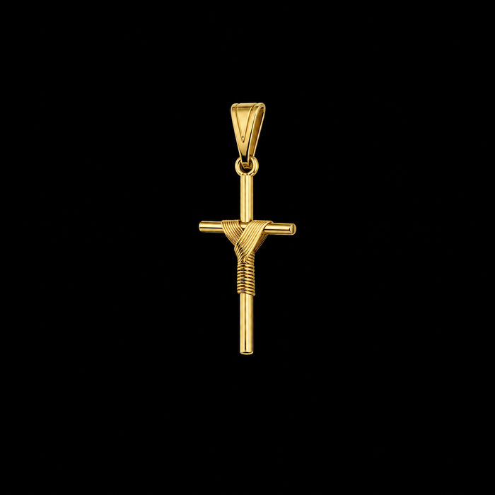 Pingente Cruz com Manto - Banhado a Ouro 18K