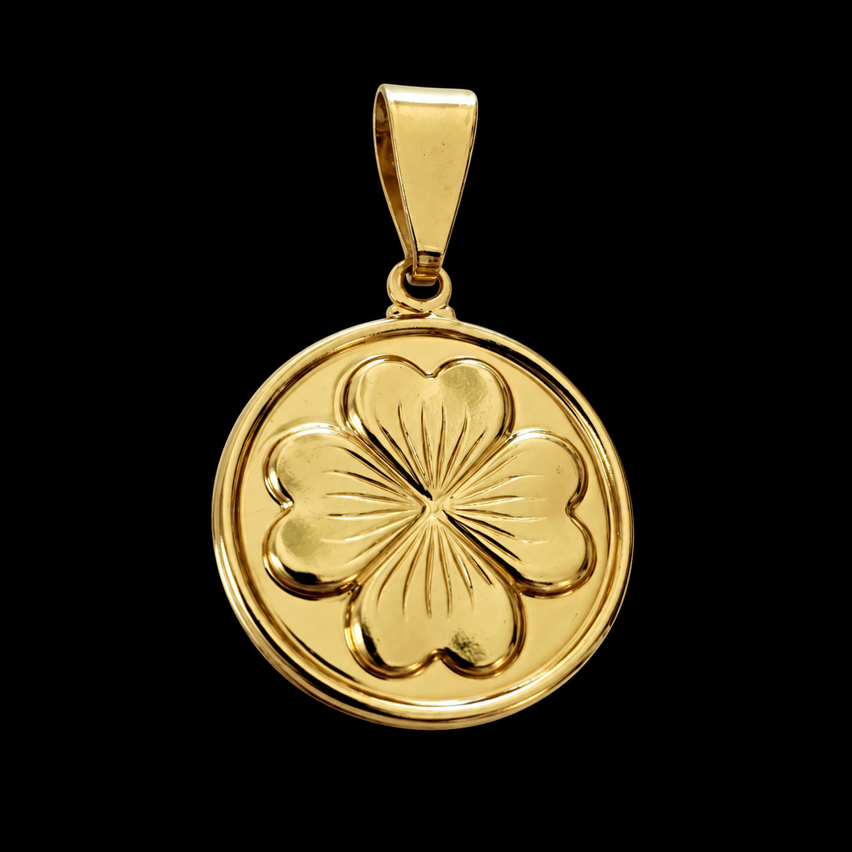 Pingente Medalha Trevo da Sorte - Banhado a Ouro 18K