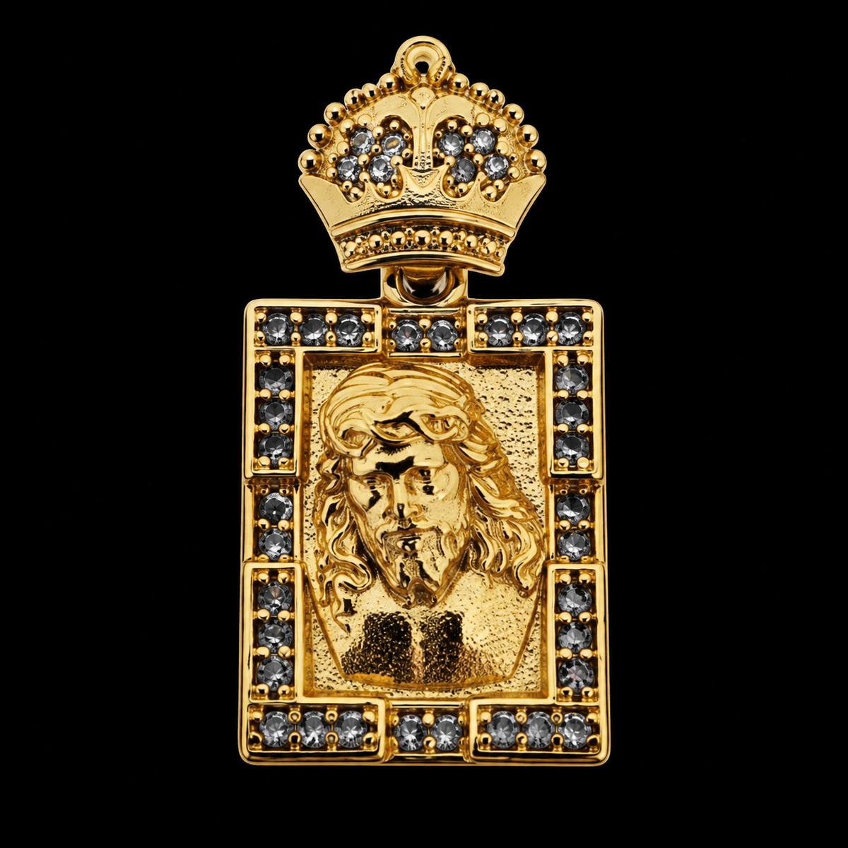 Pingente Quadrado com Jesus - Banhado a Ouro 18K