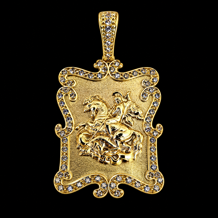 Pingente São Jorge Cravejado - Banhado a Ouro 18K