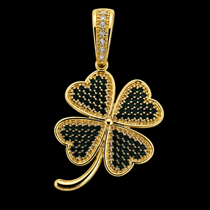 Pingente Trevo Cravejado - Banhado a Ouro 18K