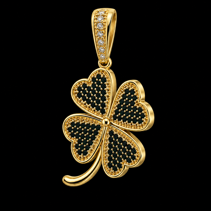 Pingente Trevo Cravejado - Banhado a Ouro 18K