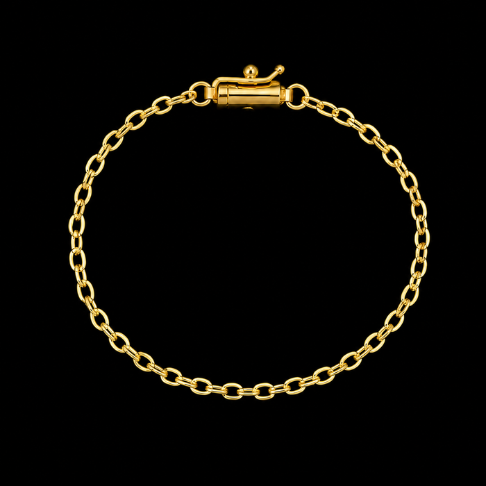 Corrente + Pulseira Cadeado 2mm - Banhado a Ouro 18K