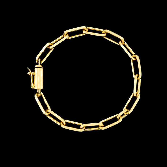 Pulseira Cadeado Longo 6mm Banhado a Ouro 18K