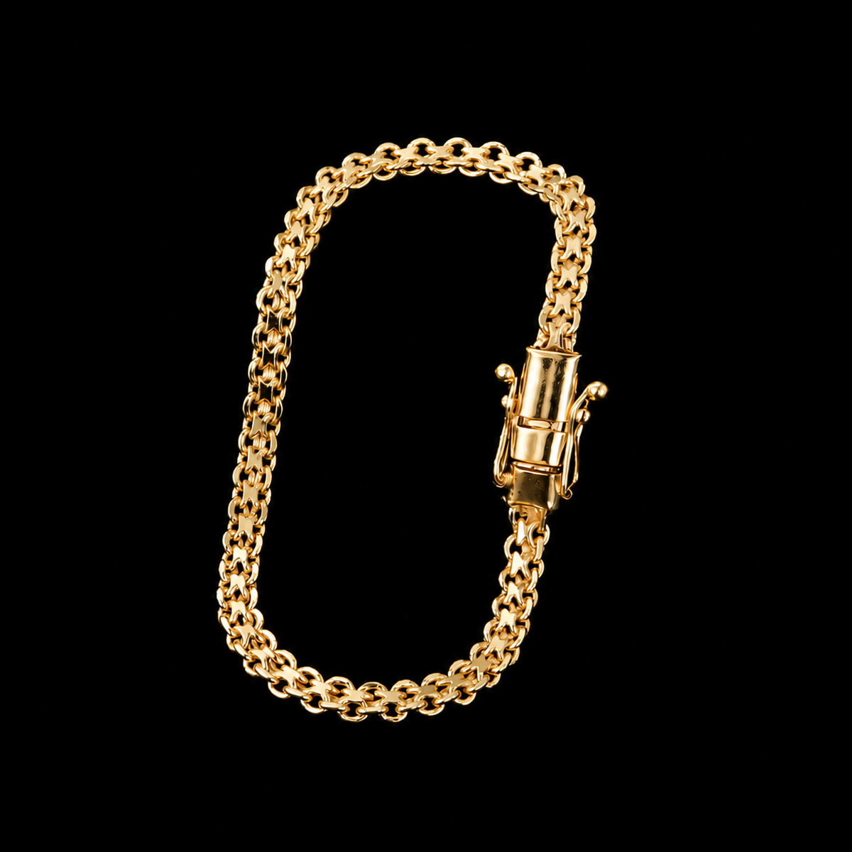 Pulseira Cadeado Duplo 8mm - Banhado a Ouro 18K