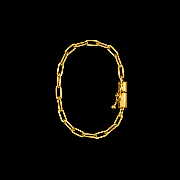 Pulseira Cadeado Longo 2mm - Banhado a Ouro 18K