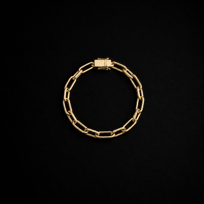 Pulseira Cadeado Longo 4mm - Banhada a Ouro 18K