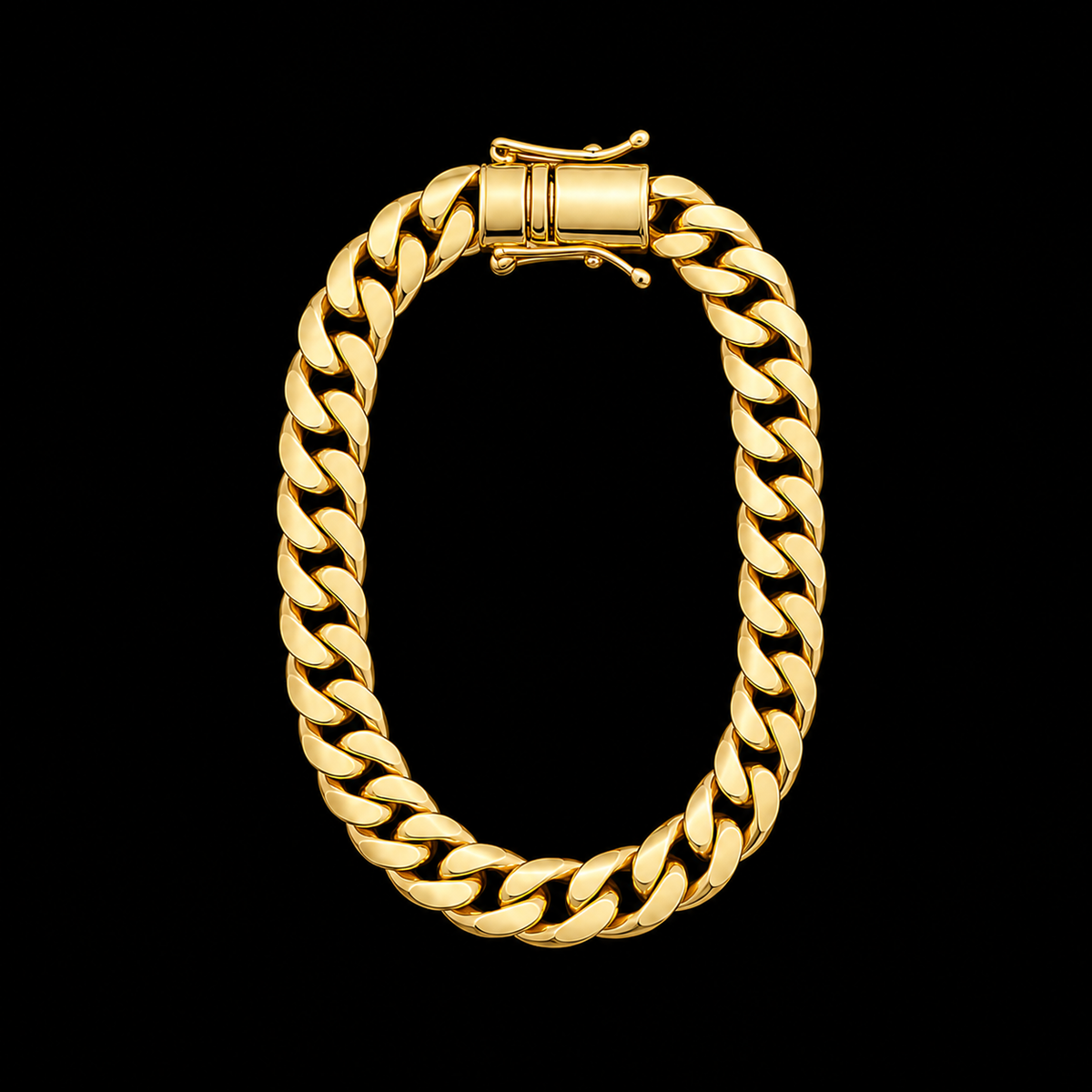 Pulseira Cubana 9mm - Banhada a Ouro 18K