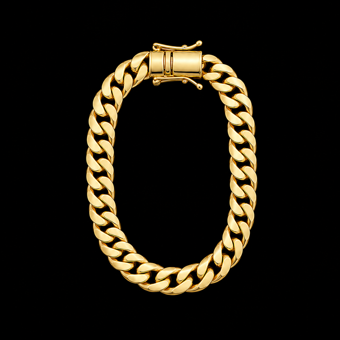 Pulseira Cubana 9mm - Banhada a Ouro 18K