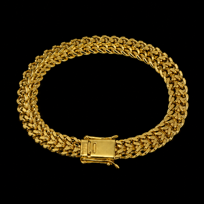 Corrente + Pulseira Grumet Duplo 8mm - Banhado a Ouro 18K