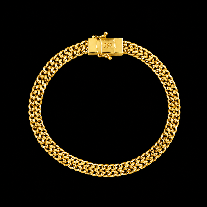 Pulseira Lacraia 13mm - Banhada a Ouro 18K